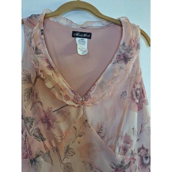 MEGHAN MATTHEWS Petal Pink Floral Baby Doll Midi Dress Sz 10 Fairy Romantic Y2K - Picture 7 of 7